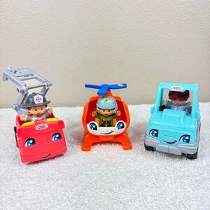Fisher-Price Little People toy truck lot helicopter fire truck